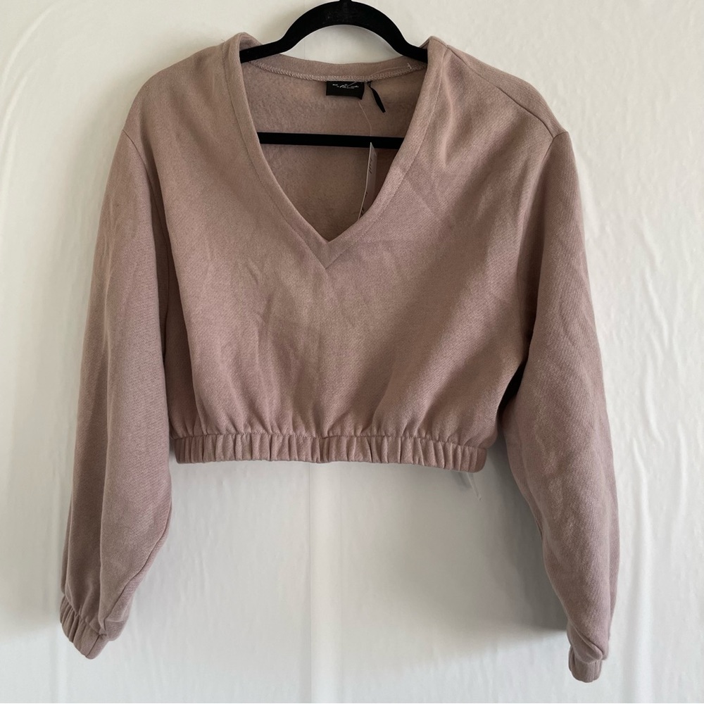 Urban Outfitters Out From Under Gray Vivian V Neck Crop Sweatshirt Size XS - Picture 5 of 10